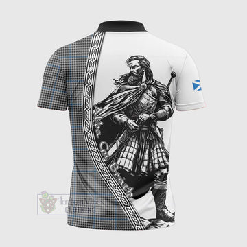 Gladstone (Gladstanes) Tartan Clan Crest Zipper Polo Shirt with Highlander Warrior Celtic Style - Tartan Vibes Clothing