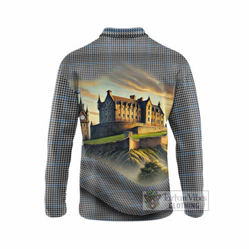Gladstone (Gladstanes) Tartan Family Crest Long Sleeve Polo Shirt with Scottish Ancient Castle Style - Tartan Vibes Clothing