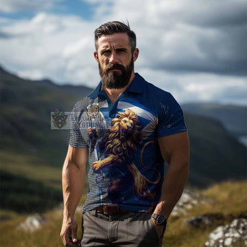 Gladstone (Gladstanes) Tartan Family Crest Men's Polo Shirt with Scottish Majestic Lion - Tartan Vibes Clothing