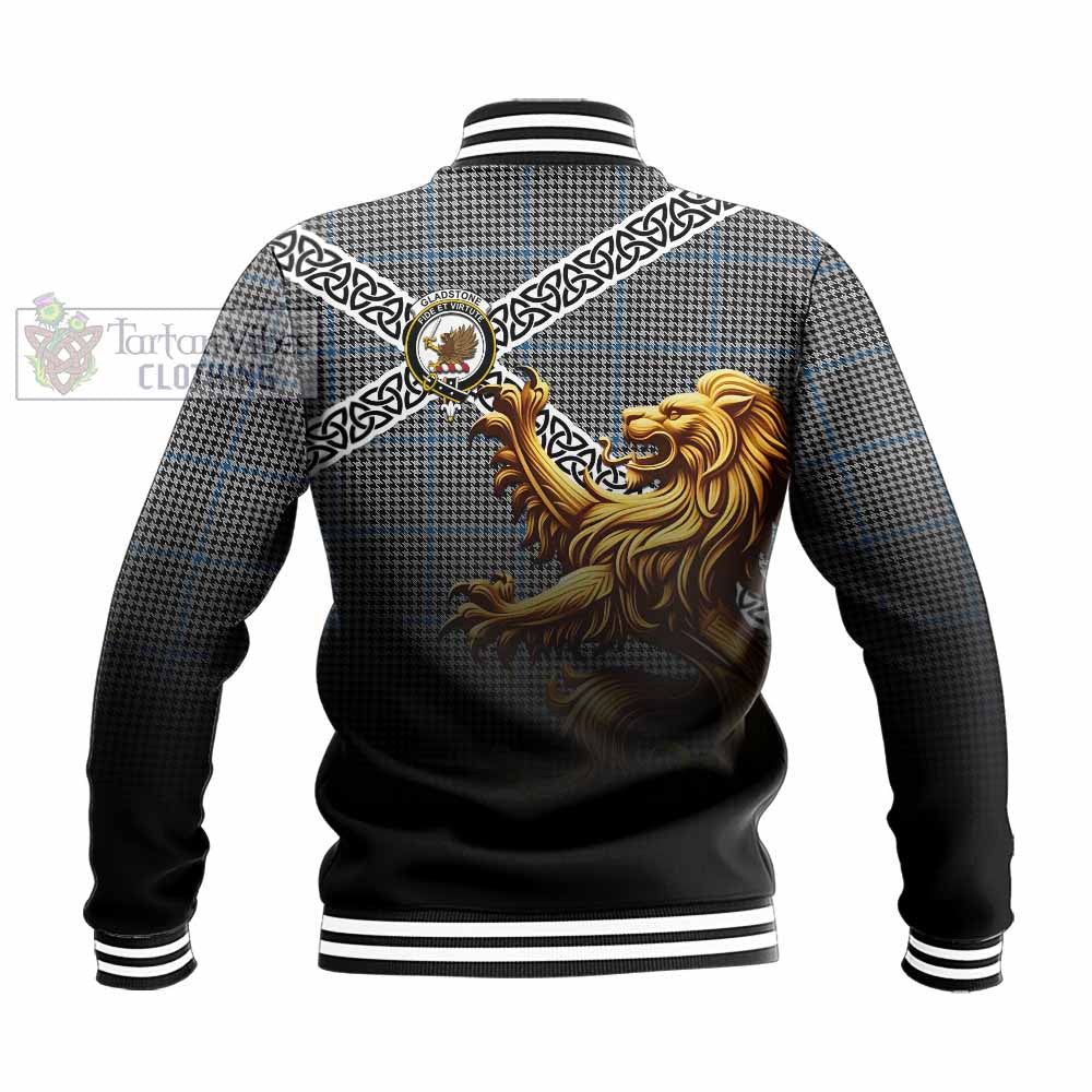 Gladstone (Gladstanes) Crest Tartan Baseball Jacket with Golden Lion Emblem Celtic Style - Tartan Vibes Clothing