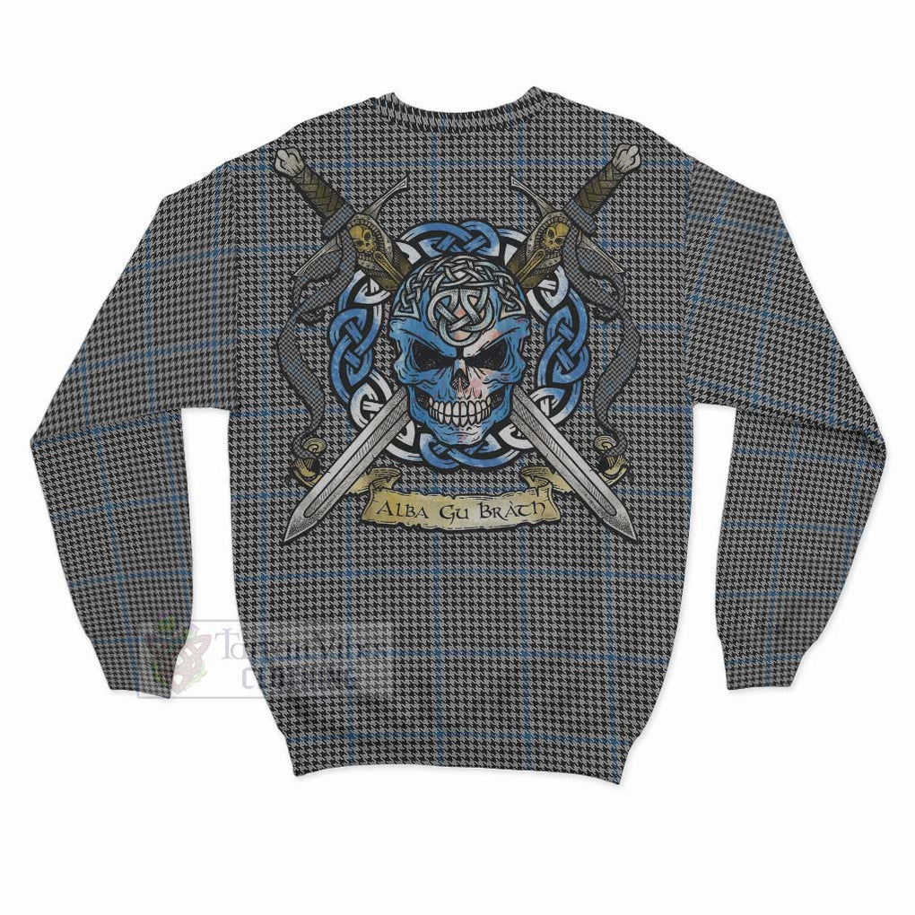 Gladstone (Gladstanes) Tartan Sweatshirt with Family Crest Celtic Skull Style - Tartan Vibes Clothing