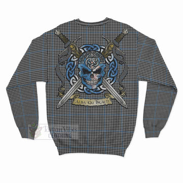 Gladstone (Gladstanes) Tartan Sweatshirt with Family Crest Celtic Skull Style - Tartan Vibes Clothing