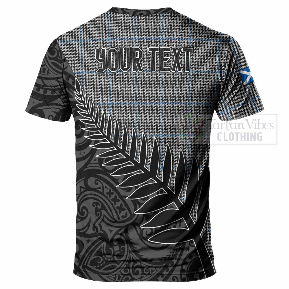 Tartan Vibes Clothing Gladstone (Gladstanes) Crest Tartan T-Shirt with New Zealand Silver Fern Half Style