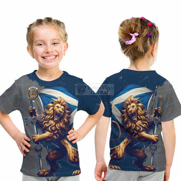 Gladstone (Gladstanes) Tartan Family Crest Kid T-Shirt with Scottish Majestic Lion - Tartan Vibes Clothing