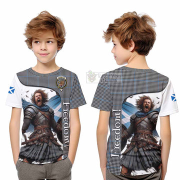 Tartan Vibes Clothing Gladstone (Gladstanes) Crest Tartan Kid T-Shirt Inspired by the Freedom of Scottish Warrior