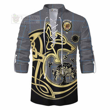Gladstone (Gladstanes) Tartan Ghillie Kilt Shirt with Family Crest Celtic Wolf Style - Tartan Vibes Clothing