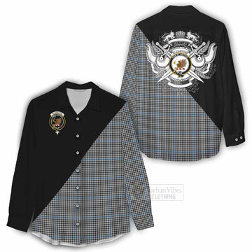 Gladstone (Gladstanes) Tartan Women's Casual Shirt with Family Crest and Military Logo Style - Tartan Vibes Clothing