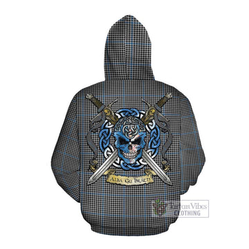 Gladstone (Gladstanes) Tartan Cotton Hoodie with Family Crest Celtic Skull Style Pullover Hoodie - Tartan Vibes Clothing