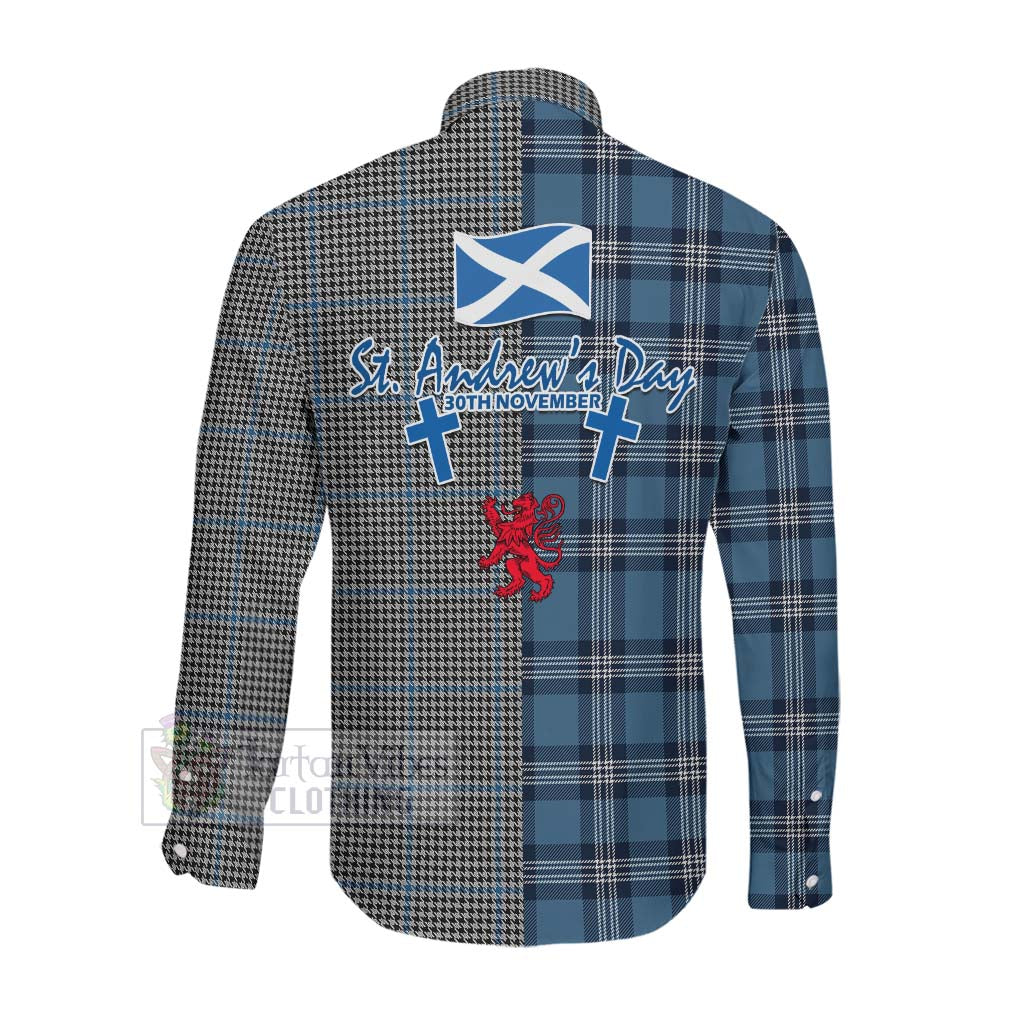 Gladstone (Gladstanes) Tartan Long Sleeve Button Shirt Happy St. Andrew's Day Half Tartan Style Men's Shirt - Tartan Vibes Clothing