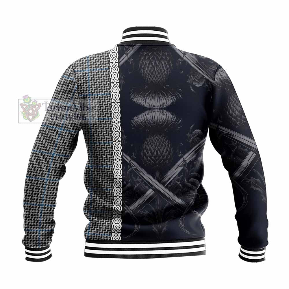Gladstone (Gladstanes) Tartan Baseball Jacket with Family Crest Cross Sword Thistle Celtic Vibes - Tartan Vibes Clothing