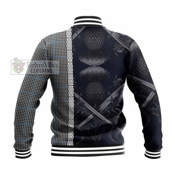 Gladstone (Gladstanes) Tartan Baseball Jacket with Family Crest Cross Sword Thistle Celtic Vibes - Tartan Vibes Clothing