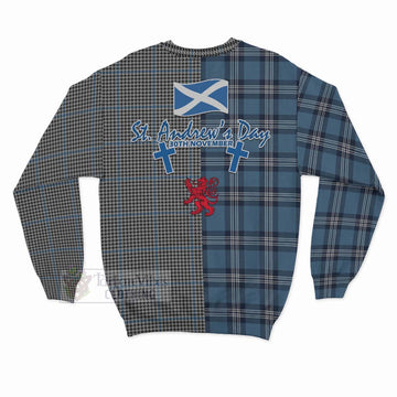 Gladstone (Gladstanes) Tartan Sweatshirt Happy St. Andrew's Day Half Tartan Style - Tartan Vibes Clothing