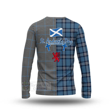 Gladstone (Gladstanes) Tartan Long Sleeve T-Shirt Happy St. Andrew's Day Half Tartan Style - Tartan Vibes Clothing