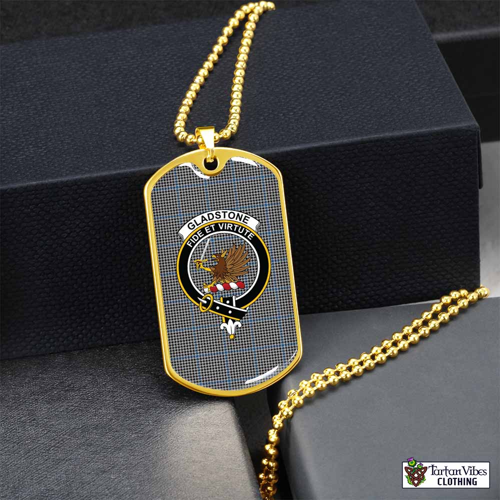 Gladstone (Gladstanes) Tartan Dog Tag Necklace with Family Crest Gold No - Tartan Vibes Clothing