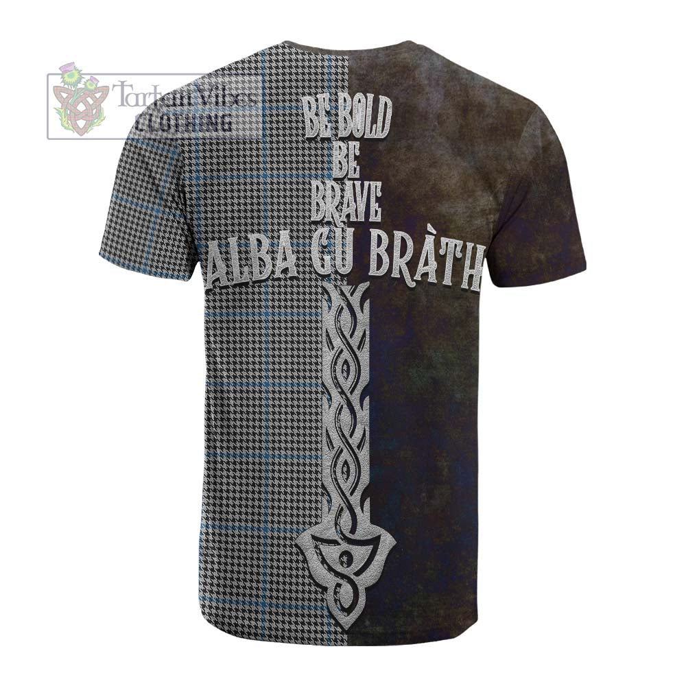 Tartan Vibes Clothing Gladstone (Gladstanes) Tartan Family Crest Cotton T-shirt Alba Gu Brath Be Brave Lion Ancient Style