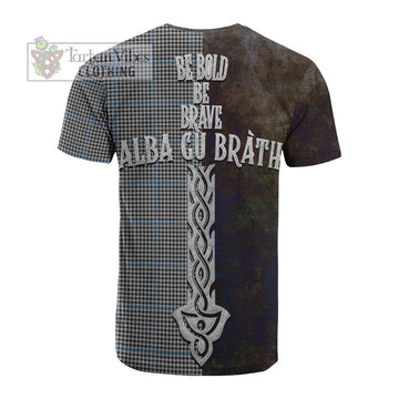 Gladstone (Gladstanes) Tartan Family Crest Cotton T-shirt Alba Gu Brath Be Brave Lion Ancient Style