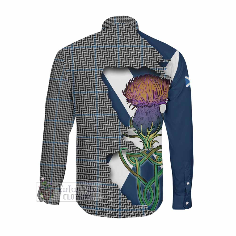 Tartan Vibes Clothing Gladstone (Gladstanes) Tartan Family Crest Long Sleeve Button Shirt Scottish Thistle Celtic Inspired