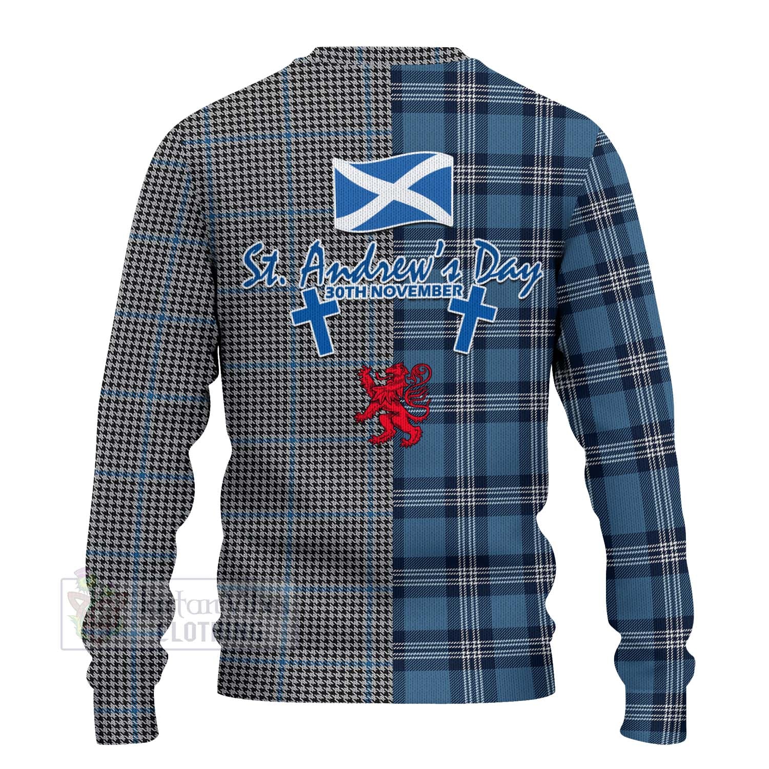 Gladstone (Gladstanes) Tartan Knitted Sweater Happy St. Andrew's Day Half Tartan Style - Tartan Vibes Clothing