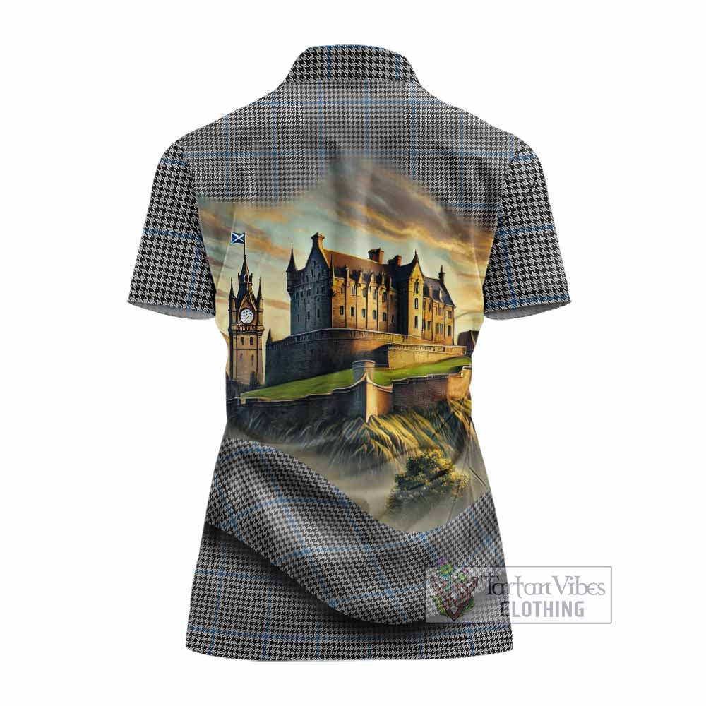 Gladstone (Gladstanes) Tartan Family Crest Women's Polo Shirt with Scottish Ancient Castle Style - Tartan Vibes Clothing