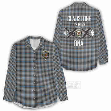 Gladstone (Gladstanes) Tartan Women's Casual Shirt with Family Crest DNA In Me Style - Tartan Vibes Clothing