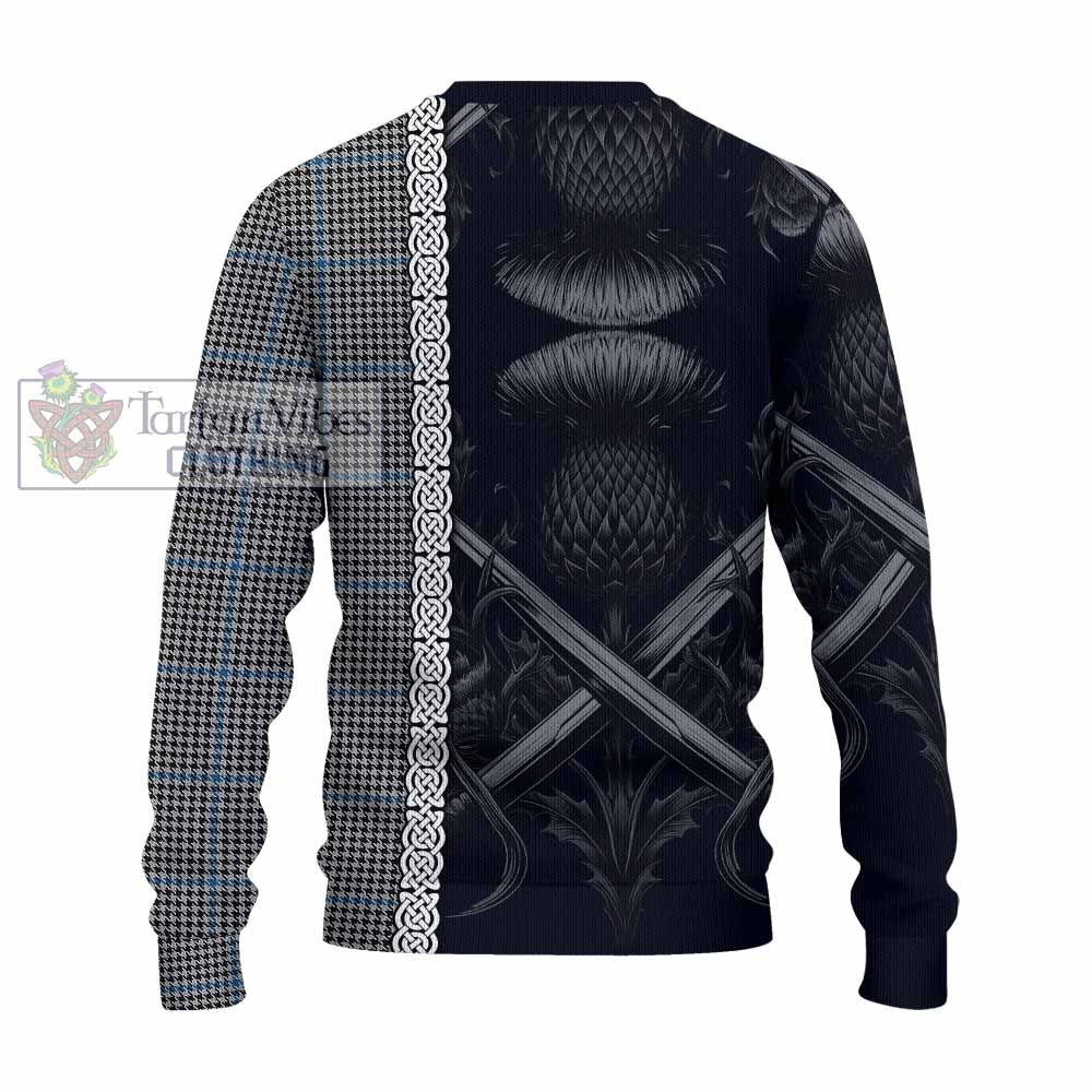 Gladstone (Gladstanes) Tartan Knitted Sweater with Family Crest Cross Sword Thistle Celtic Vibes - Tartan Vibes Clothing