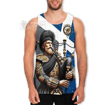 Gladstone (Gladstanes) Tartan Men's Tank Top with Family Crest Scottish Bagpiper Vibes - Tartan Vibes Clothing