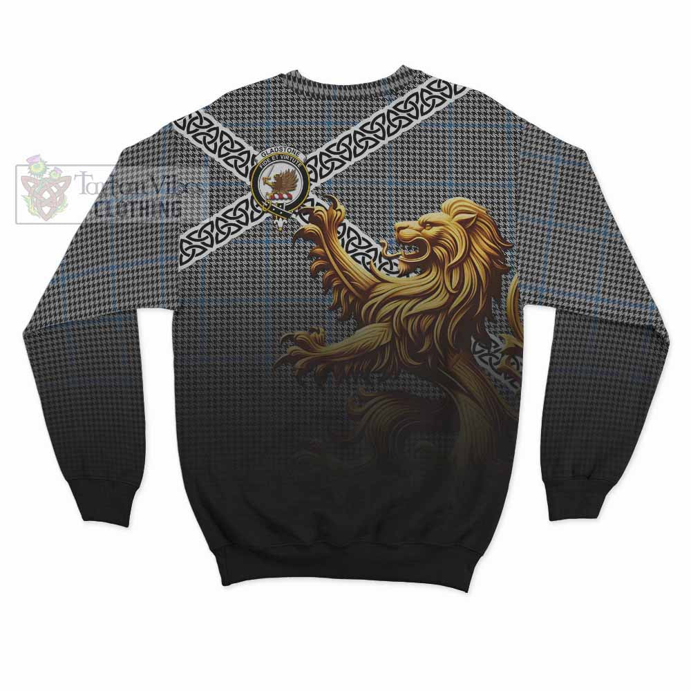 Gladstone (Gladstanes) Crest Tartan Sweatshirt with Golden Lion Emblem Celtic Style - Tartan Vibes Clothing