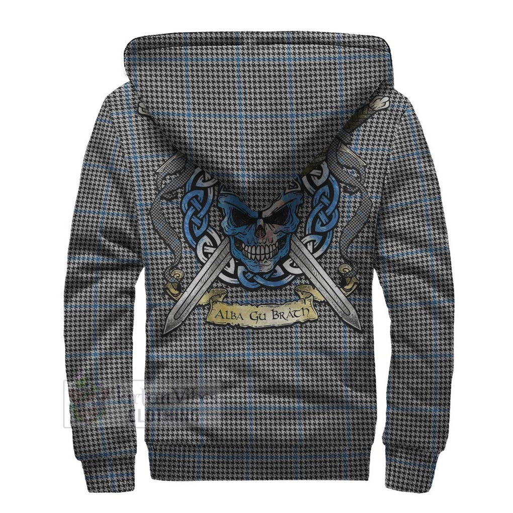 Gladstone (Gladstanes) Tartan Sherpa Hoodie with Family Crest Celtic Skull Style - Tartan Vibes Clothing