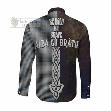 Gladstone (Gladstanes) Tartan Family Crest Long Sleeve Button Shirt Alba Gu Brath Be Brave Lion Ancient Style Men's Shirt - Tartan Vibes Clothing