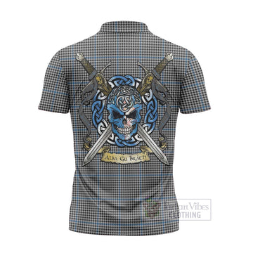 Gladstone (Gladstanes) Tartan Zipper Polo Shirt with Family Crest Celtic Skull Style - Tartan Vibes Clothing