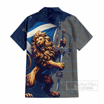 Gladstone (Gladstanes) Tartan Family Crest Hawaiian Shirt with Scottish Majestic Lion - Tartan Vibes Clothing