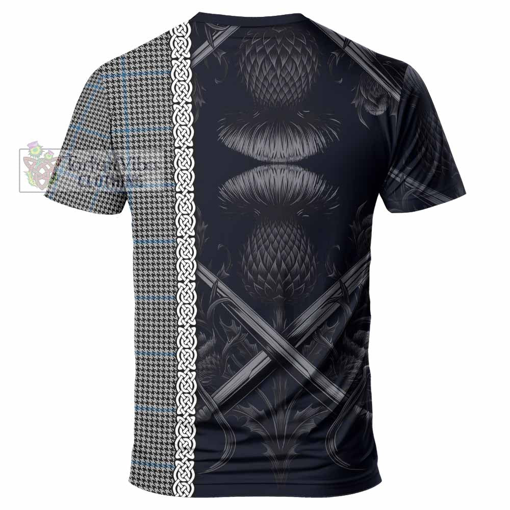 Tartan Vibes Clothing Gladstone (Gladstanes) Tartan T-Shirt with Family Crest Cross Sword Thistle Celtic Vibes