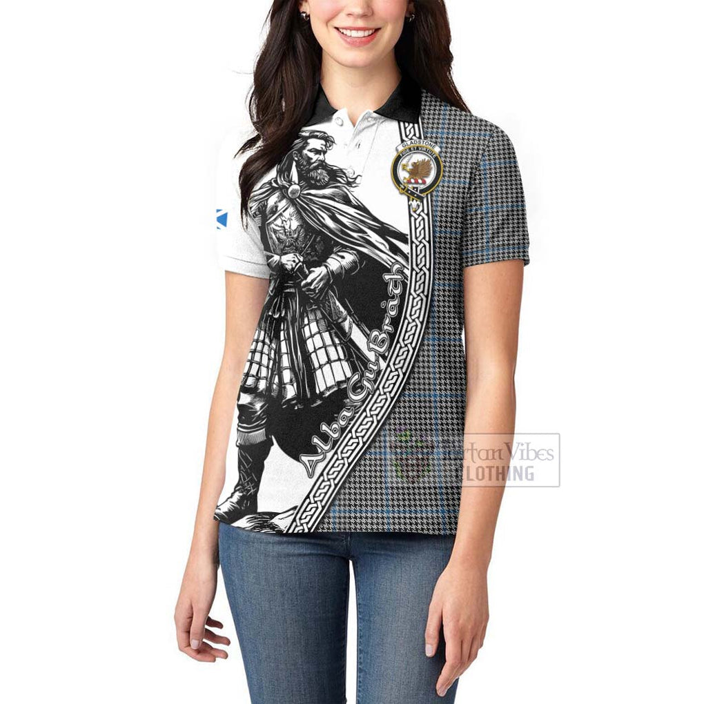 Gladstone (Gladstanes) Tartan Clan Crest Women's Polo Shirt with Highlander Warrior Celtic Style - Tartan Vibes Clothing