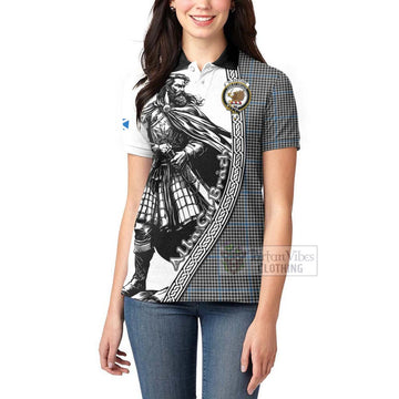Gladstone (Gladstanes) Tartan Clan Crest Women's Polo Shirt with Highlander Warrior Celtic Style - Tartan Vibes Clothing