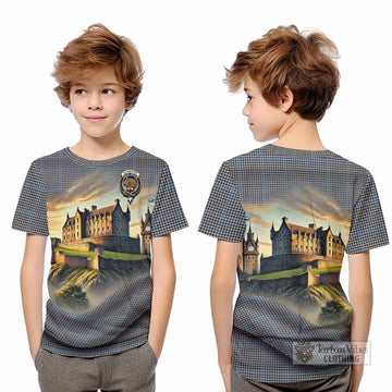 Gladstone (Gladstanes) Tartan Family Crest Kid T-Shirt with Scottish Ancient Castle Style - Tartan Vibes Clothing