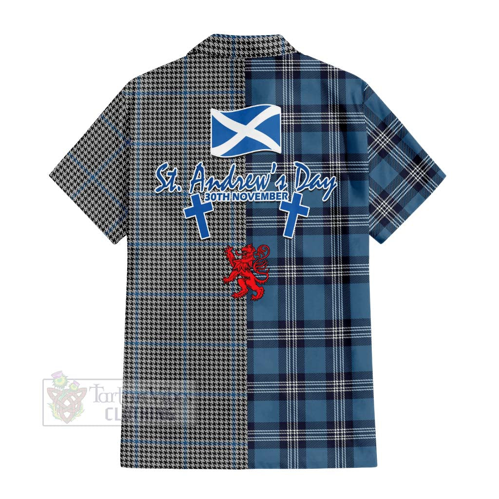 Gladstone (Gladstanes) Tartan Hawaiian Shirt Happy St. Andrew's Day Half Tartan Style - Tartan Vibes Clothing