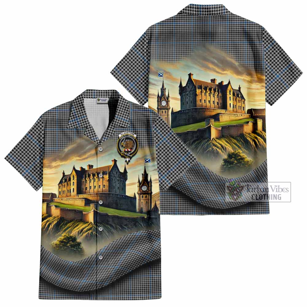 Gladstone (Gladstanes) Tartan Family Crest Hawaiian Shirt with Scottish Ancient Castle Style - Tartan Vibes Clothing
