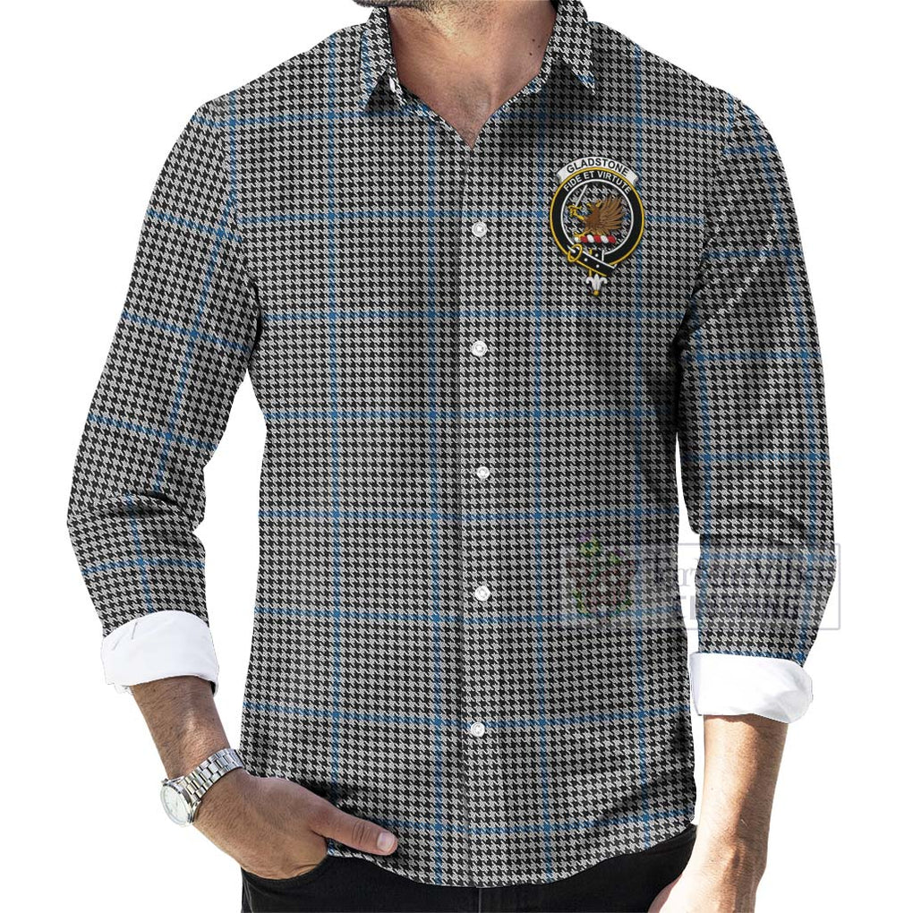 Gladstone (Gladstanes) Tartan Long Sleeve Button Shirt with Family Crest Celtic Skull Style - Tartan Vibes Clothing