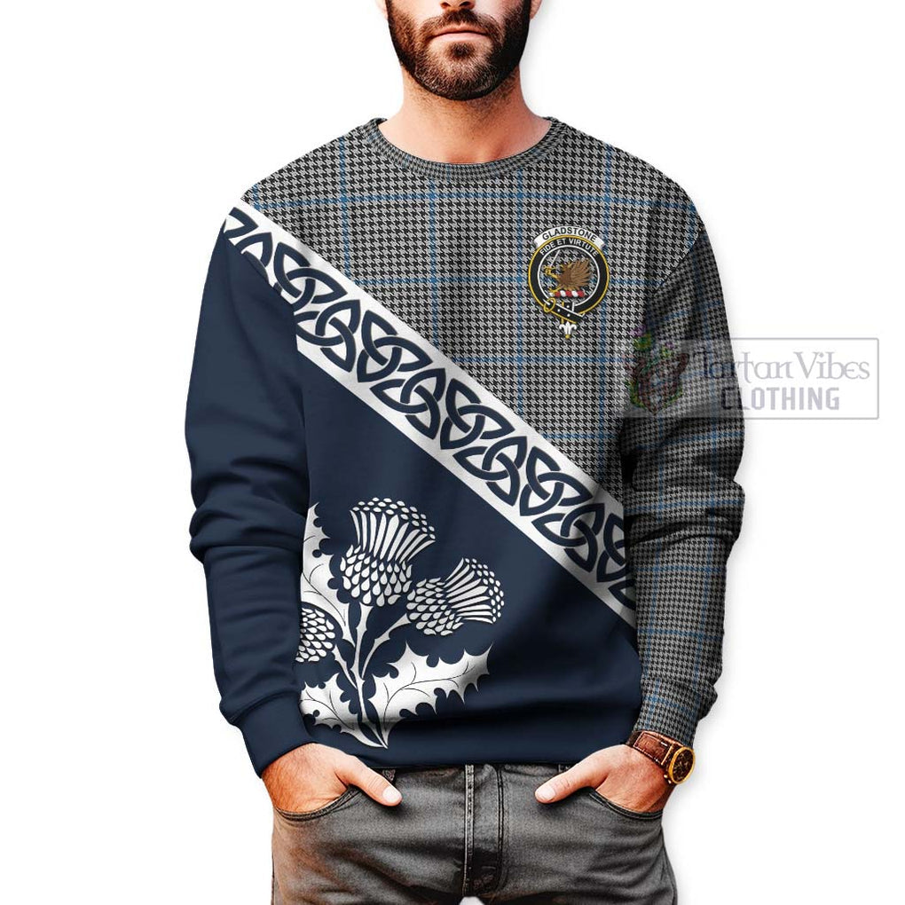 Gladstone (Gladstanes) Tartan Sweatshirt Featuring Thistle and Scotland Map - Tartan Vibes Clothing