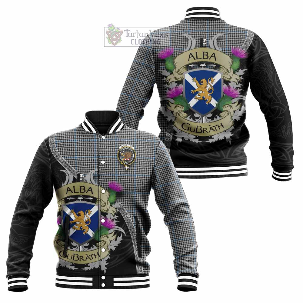 Gladstone (Gladstanes) Tartan Family Crest Baseball Jacket Lion Rampant Royal Thistle Shield Celtic Inspired - Tartan Vibes Clothing