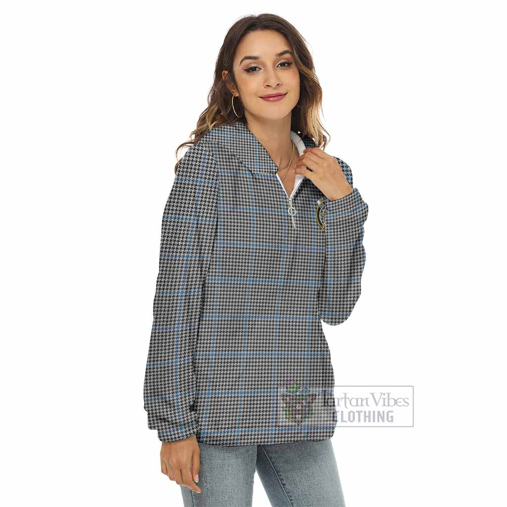 Gladstone (Gladstanes) Tartan Women's Borg Fleece Hoodie with Half Zip with Family Crest - Tartan Vibes Clothing