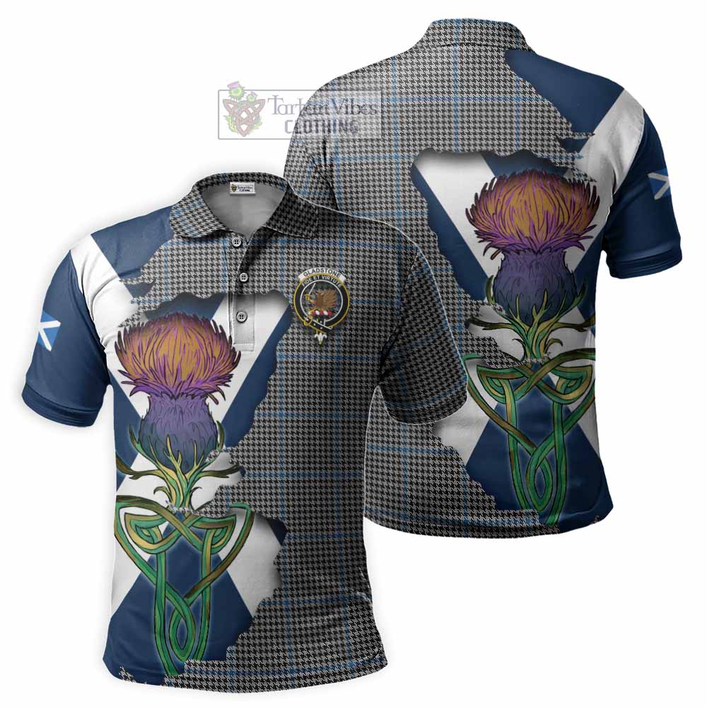 Gladstone (Gladstanes) Tartan Family Crest Polo Shirt Scottish Thistle Celtic Inspired - Tartan Vibes Clothing