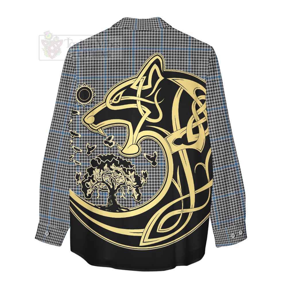 Gladstone (Gladstanes) Tartan Women's Casual Shirt with Family Crest Celtic Wolf Style - Tartan Vibes Clothing