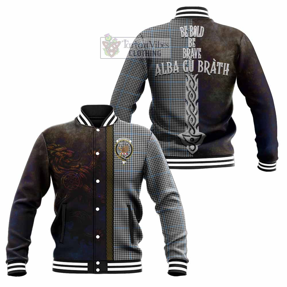 Gladstone (Gladstanes) Tartan Family Crest Baseball Jacket Alba Gu Brath Be Brave Lion Ancient Style - Tartan Vibes Clothing