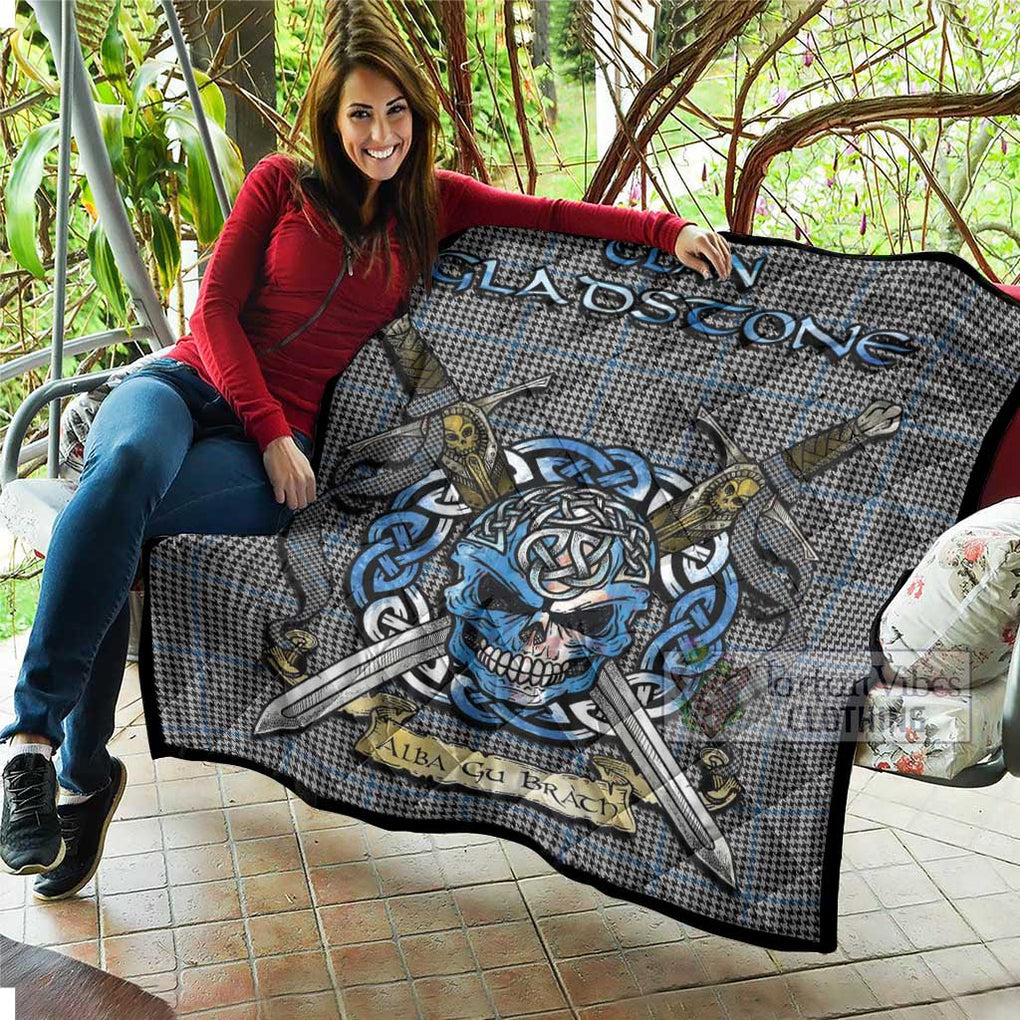 Gladstone (Gladstanes) Tartan Quilt with Celtic Skull Alba Gu Brath Style - Tartan Vibes Clothing