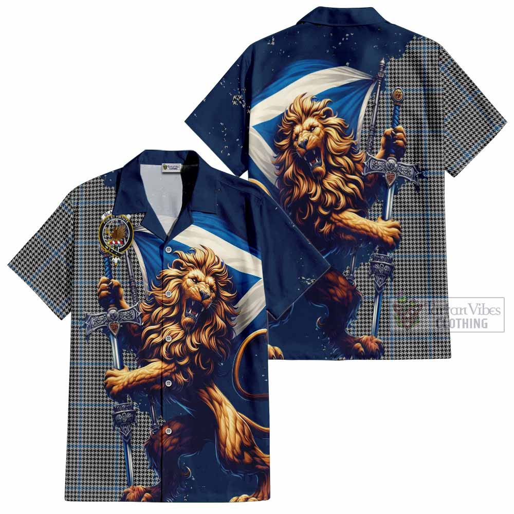 Gladstone (Gladstanes) Tartan Family Crest Hawaiian Shirt with Scottish Majestic Lion - Tartan Vibes Clothing