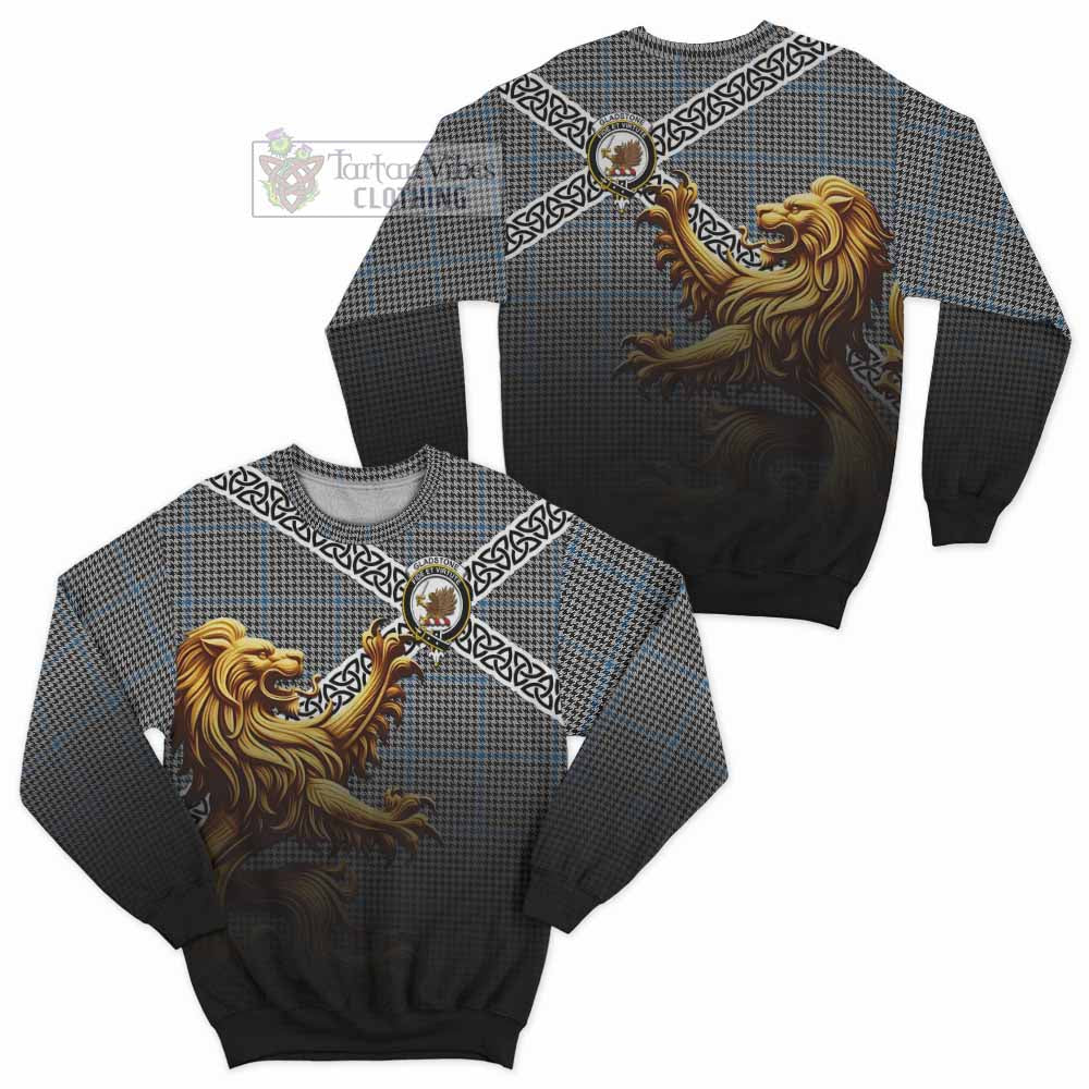 Gladstone (Gladstanes) Crest Tartan Sweatshirt with Golden Lion Emblem Celtic Style - Tartan Vibes Clothing