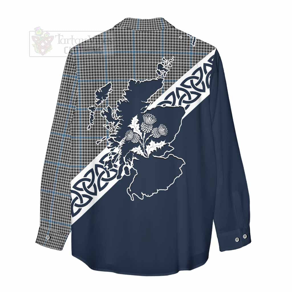 Gladstone (Gladstanes) Tartan Women's Casual Shirt Featuring Thistle and Scotland Map - Tartan Vibes Clothing