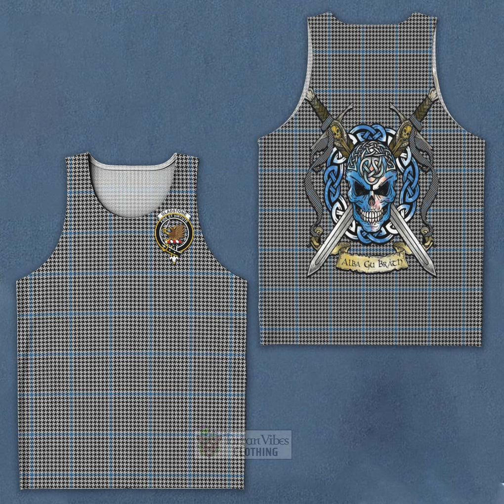 Gladstone (Gladstanes) Tartan Men's Tank Top with Family Crest Celtic Skull Style - Tartan Vibes Clothing