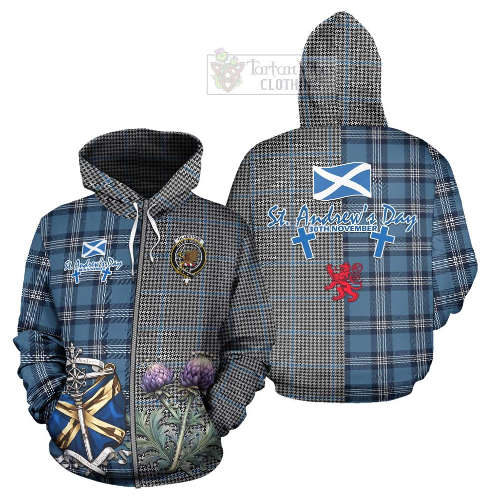 Gladstone (Gladstanes) Tartan Hoodie Happy St. Andrew's Day Half Tartan Style - Tartan Vibes Clothing